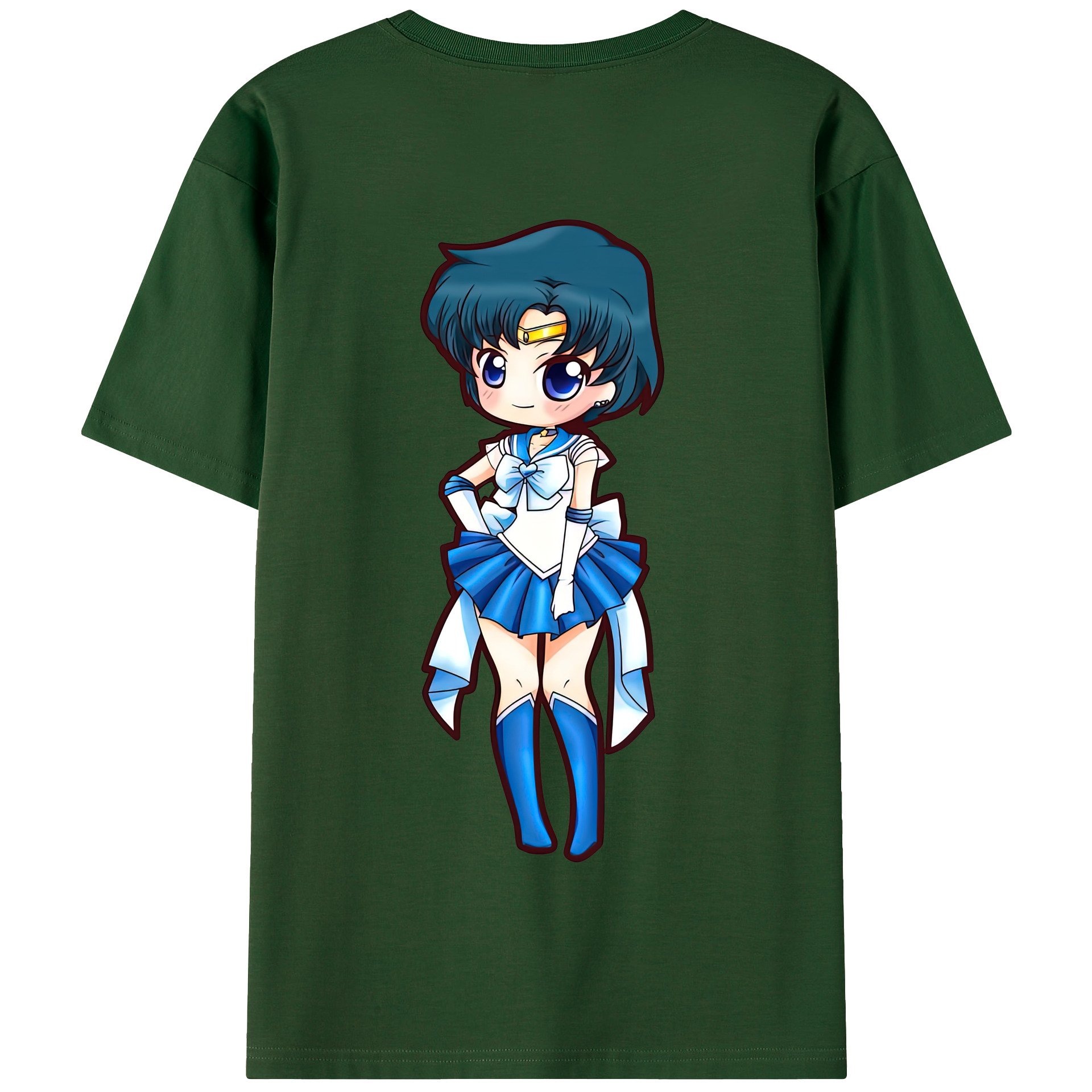 （画像用） 美少女戦士セーラームーン 水野 亜美 みずの あみ Sailor Moon Mizuno Ami 綿100％半袖Tシャツ（背面プリント）